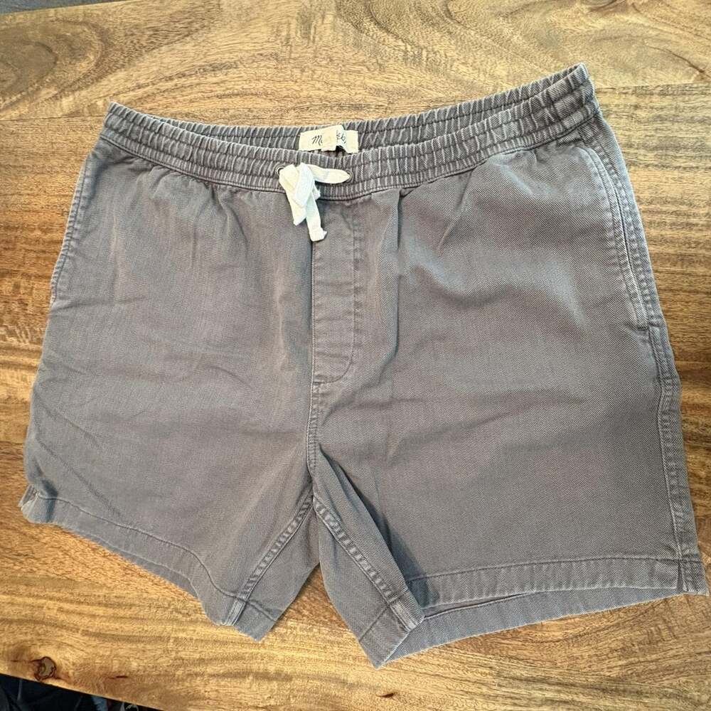 Madewell Shorts Mens XL Gray Twill Chino Elastic Waist Drawstring Casual